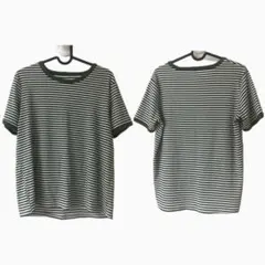 JUNOAH 半袖 ボーダー リブ リンガーTシャツ グリーン 韓国 Y2Kのサムネイル