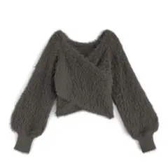 GRL フェザーニットカシュクールトップス (kz448) チャコール