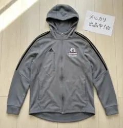 adidas アディダス スウェットパーカー チームロゴ風 ワッペン グレー M