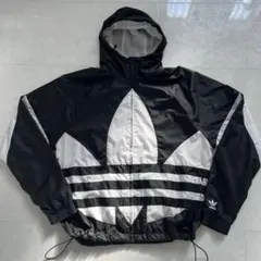 アディダス ビッグトレフォイル ナイロンジャージ 白黒 XL