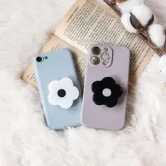 iPhone11ケース　スマホグリップ　お花ポップソケット　可愛い　シンプル