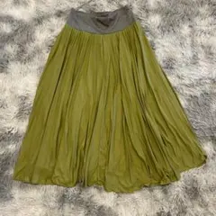 【frauglatt】 プリーツ ロングスカート オリーブグリーン Lサイズ