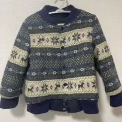 ハンドメイド　中古・訳あり　ノルディック柄アウター　男の子100cm
