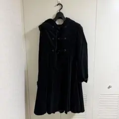 alice auaa 黒 フード付き 別珍 ロング ダッフルコート