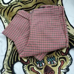 Demi-Luxe 赤黒茶のチェック柄 パンツ