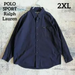 90s POLO SPORT ポロスポーツ ワークシャツ 星条旗ロゴ 2XL