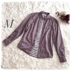 【アー・ヴェ・ヴェ オム】コットンシャツ M パープル系 ／カジュアル 羽織り