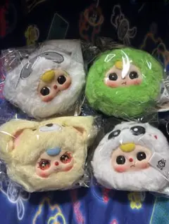 Baby threeキャラクター動物の顔付きぬいぐるみ4個セット