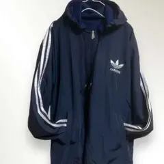 アディダスオリジナルス　ワンポイント刺繍ロゴ　ナイロンパーカー　ネイビー