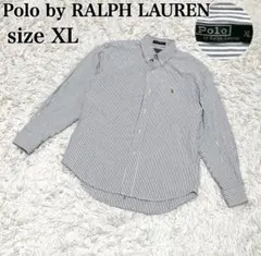 ラルフローレン ストライプ ボタンダウン ロゴ シャツ　POLO L〜XLサイズ