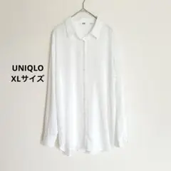 UNIQLO ユニクロホワイト 長袖 とろみシャツ　XL