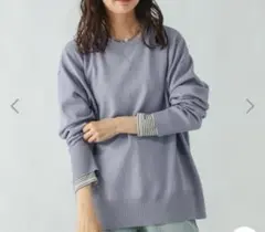 グローバルワーク スウェットライクワイドニット ブルー Lサイズ