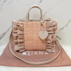 新品未使用 DIANA ダイアナ フリルツイードミニトート ピンク 2WAYのサムネイル