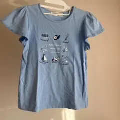 ムーノンノン　水色 マリンスタイル Tシャツ　140