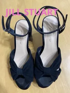 JILL STUART ブラック リボン付きサンダル　ヒール高さ約8㎝
