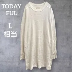 【L相当】TODAYFUL サーマル ワンピース 白 チュニック ゆるだぼ 古着のサムネイル