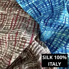 ２セット 約合計26x130cm イタリア製　シルク 格子柄 生地 ハンドメイド