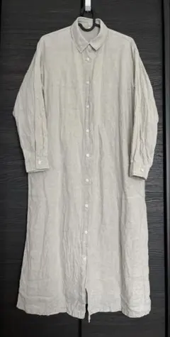 無印良品　リネン洗いざらし　長袖　シャツワンピース