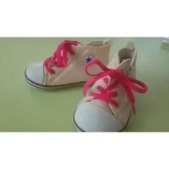 コンバース オールスター14cmベージュ ピンク紐