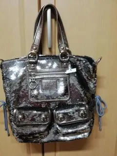 COACH★コーチのスパンコールバッグ★極美品★シルバー×パープル
