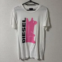 DIESEL Tシャツ ホワイト ピンク ロゴ
