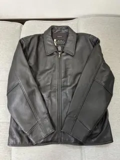 Eddie Bauer　レザージャケット　シングル　黒　L 豚革 中古・古着通販】Eddie Bauer (エディーバウアー) レザー