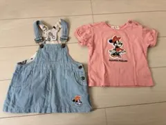 ミニーマウス Tシャツ&オーバーオールセット