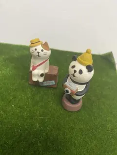 concombre コンコンブル 猫 パンダ 置物 2体セットのサムネイル