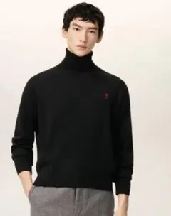 【美品】amiparis正規品AMI Paris タートルニックニット黒M