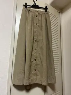 《Lサイズ》新品未使用 コーデュロイ風フレアスカート 前ボタン ベージュ