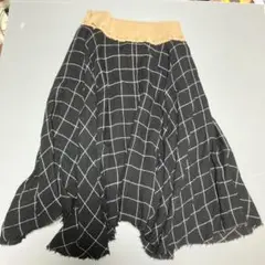 アシンメトリー フレアスカート チェック柄