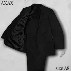 美品♢高身長 スーツ セットアップ A8 ブラック　ストライプ　洗えるパンツ