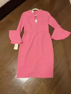 お値下げ新品PINKOピンクフレアスリーブタイトドレス44サイズフリルワンピース