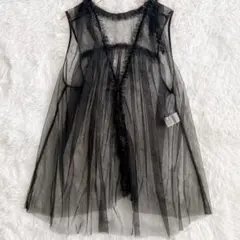 【ADAM ET ROPE】美品　アダムエロペ　チュールレースベスト　ブラックのサムネイル