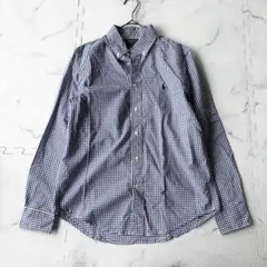 ✨美品✨ポロラルフローレン　長袖チェックシャツ　青白　L相当 せ74