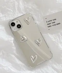 iPhone14ケース ミラー　ハート