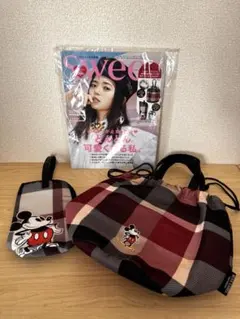 BLUE LABEL☆ミッキーマウス チェック柄☆保冷バッグとボトルケースセット