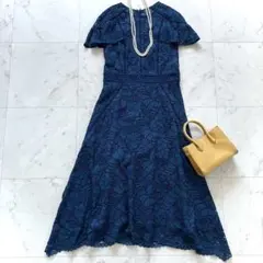 美品✨アナイ コットン カットワークフ刺繍ジレワンピース ブラック 