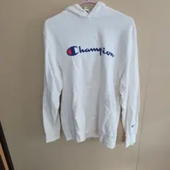 Champion ホワイト フード付きパーカー X-LARGE
