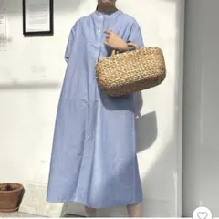 無印良品 婦人　和紙混ワンピース婦人Ｍ・ブルー