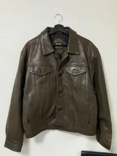 80s ラムレザー トラッカージャケット ブラウン L