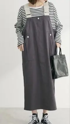 SUGAR SPOON ペインターサロペットスカート （チャコールグレー）