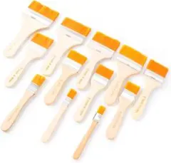 Tofficu 油絵用ブラシ12本入り木製ハンドルブラシ ナイロン Orange