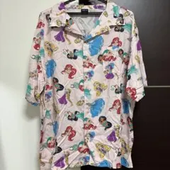 Disney プリンセス柄 アロハシャツ　半袖シャツ L アリエル　ジャスミン