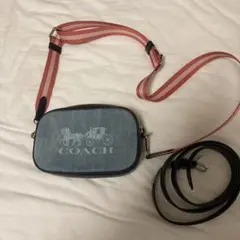 COACH ショルダーバッグ ピンク×ボルドー アニマル柄ストラップ - メルカリ