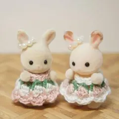 シルバニア赤ちゃん❁ワンピース＆パール耳飾り▶さくらベビーぴんく２着セット◀