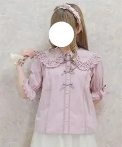 axes femme kawaii 半袖丸襟コットンブラウス ピンクのサムネイル