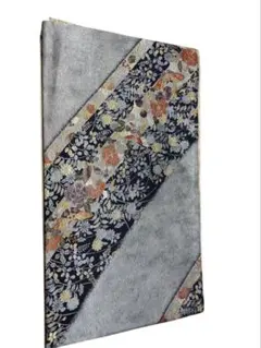 正絹　リバーシブル　六通　フォーマル袋帯 花柄 黒金　❶