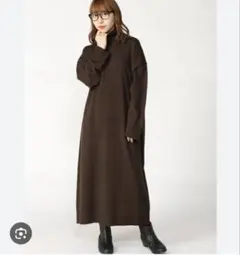 ブラウン 長袖ニットワンピース Fサイズ　ローリーズファーム