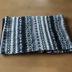 フェアアイル柄 ニットマフラー グレー ネイビー